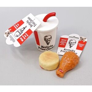 KFC Dog Toy 3pc Set Mini Soda Cup Biscuit Drumstick Small Dogs Red White